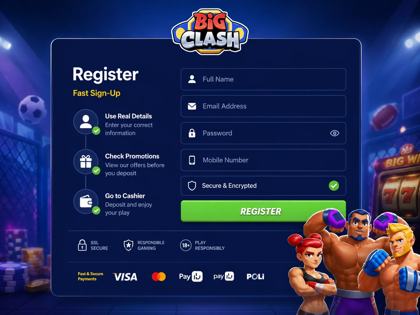 BigClash Australia registration and secure account flow
